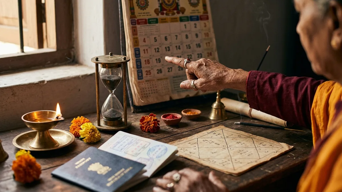 Dasha timeline and Saturn and Jupiter transits used to time foreign settlement in Vedic astrology